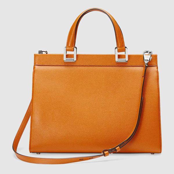 2024新作★GUCCI レザー medium トップ ハンドバッグ orange 569712 1B90X 9023